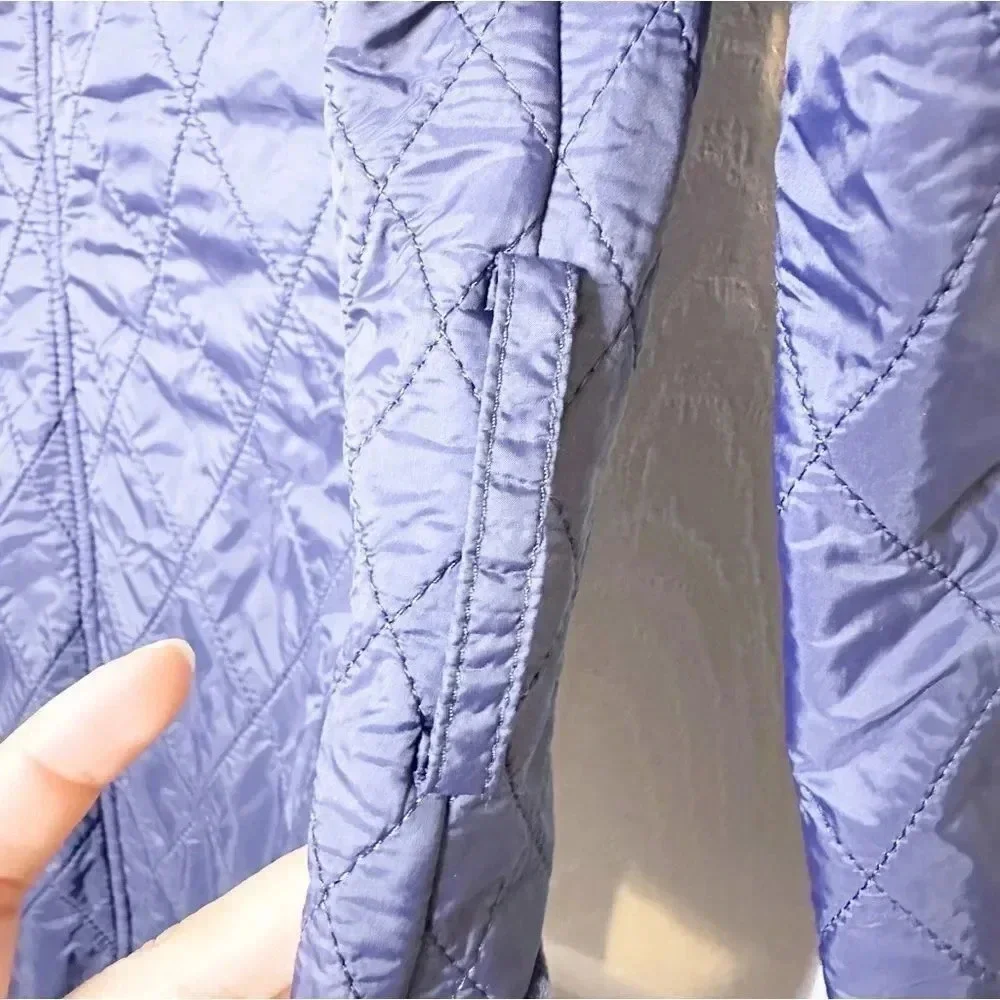 TALBOTS Navy Quilted Mid Length Barn‎ Jacket Size XS Equestrian Preppy